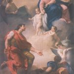 "Vergine col Bambino mentre accoglie le preghiere di S.Giuliano in ginocchio", Cristoforo Unterberger da Cavalese (1786)